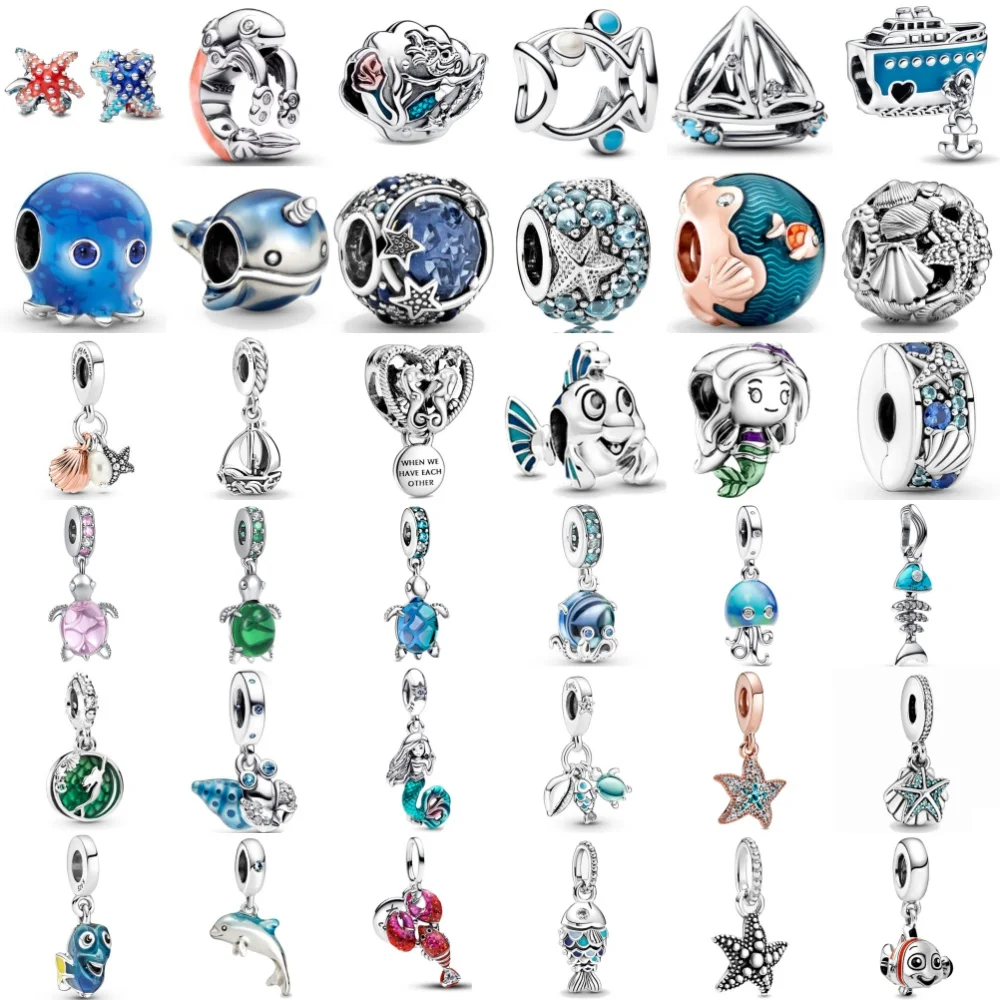 

НОВЫЙ 925 серебряный жемчуг в виде ракушки черепаха осьминог лодка-лобстер дельфин морская звезда подвеска из бисера подходит для оригинального браслета DIY ювелирные изделия