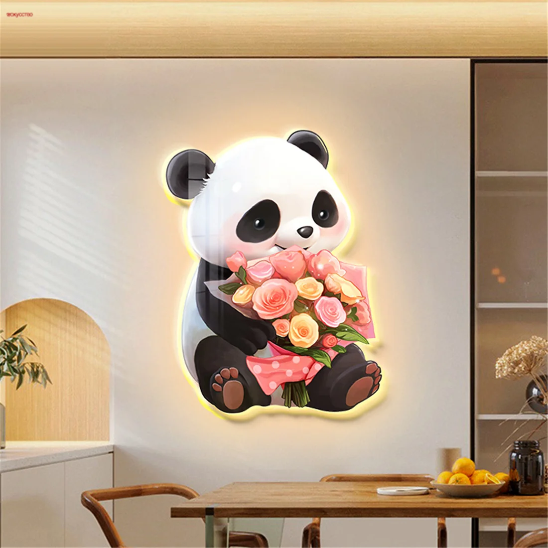 

Cartoon Panda Rabbit Decorative Murals Led Wall Lamp Remote Control Living Room Corridor Study Sconce Kids Hallway Night Lights