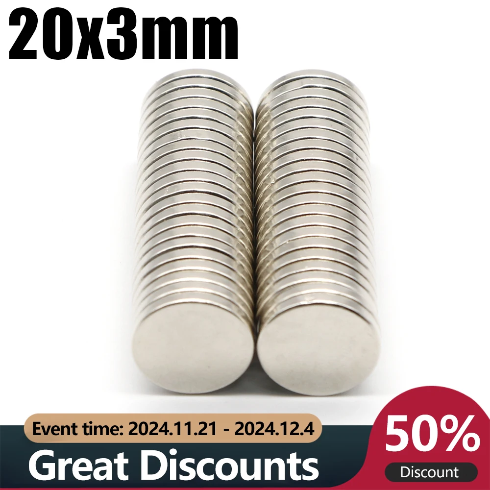 2/5/10/20/50Pcs 20x3 NdFeB Neodymium Magnet Super Powerful Small Round Permanent Disc Magnetic imanes 20x3