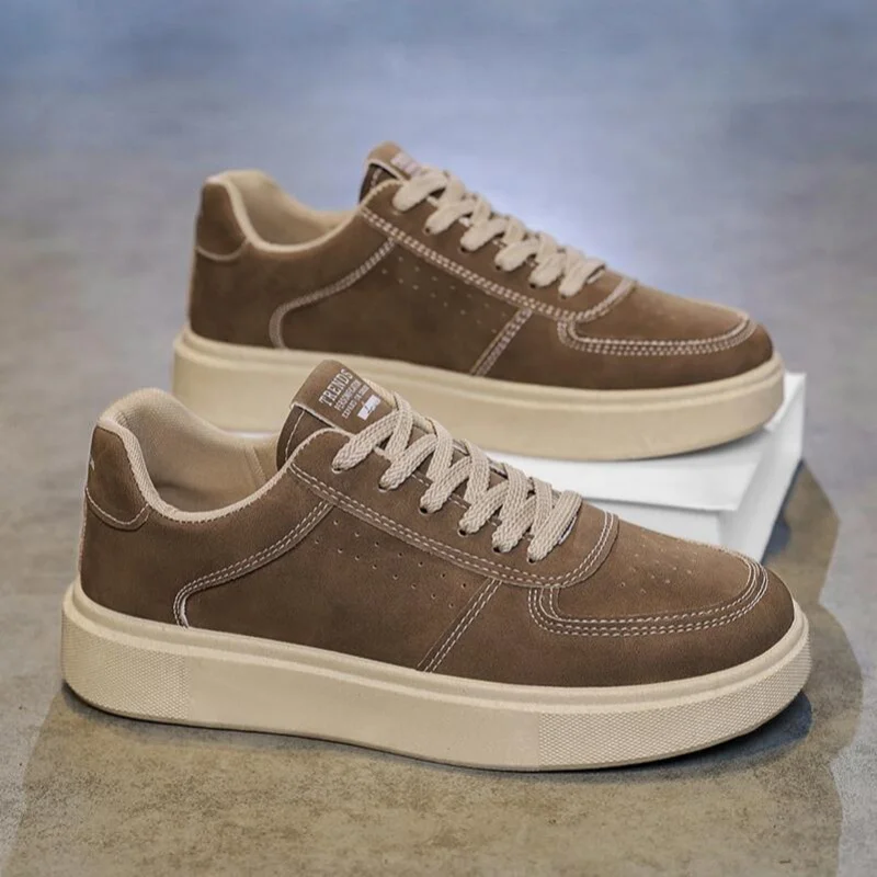 Spring Autumn Men's Thick-Sole Breathable Sports Casual Sneakers Black Trainers with Height-Enhancing Design for Students