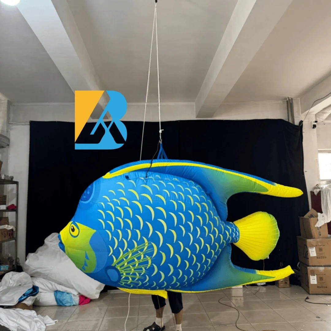 Bespoke Giant Hanging Blow up Air Fish Design for Birth Day Stage Decoration Toys