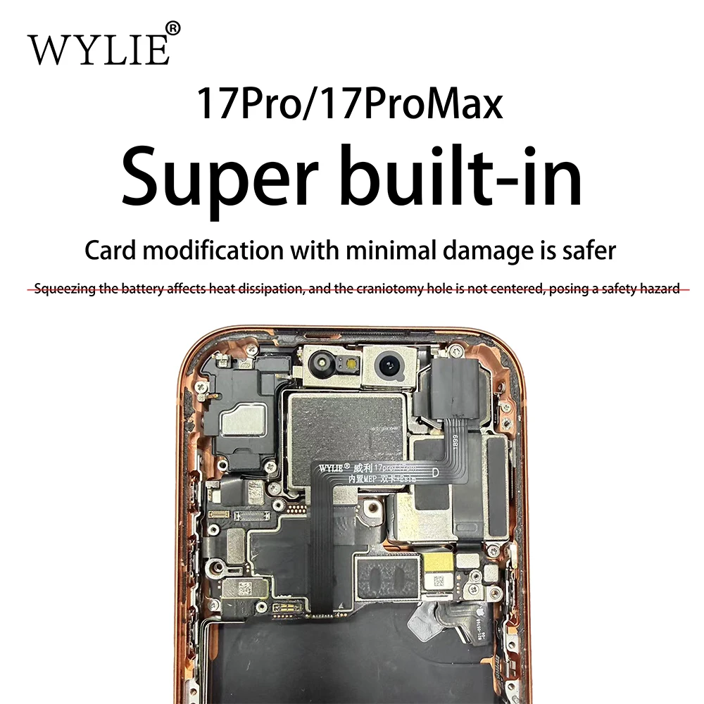 

Wylie for IPhone 17Pro 17 Pro Max US Version Built-in MEP 1 SIM + ESIM Integrated SIMHUB IC Solution Dual Line Repair Flex Cable