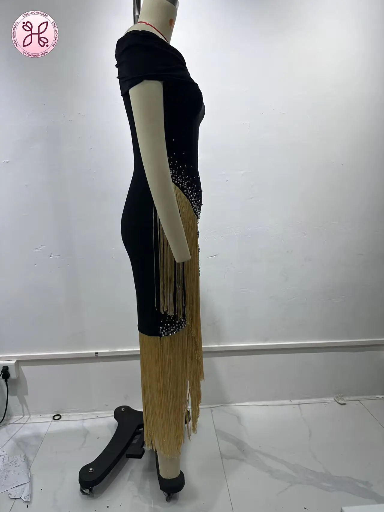 فستان فاخر بدون حمالات - فستان قصير شبكي شفاف (ثوب حفلة ضيق مطرز للنساء) #3