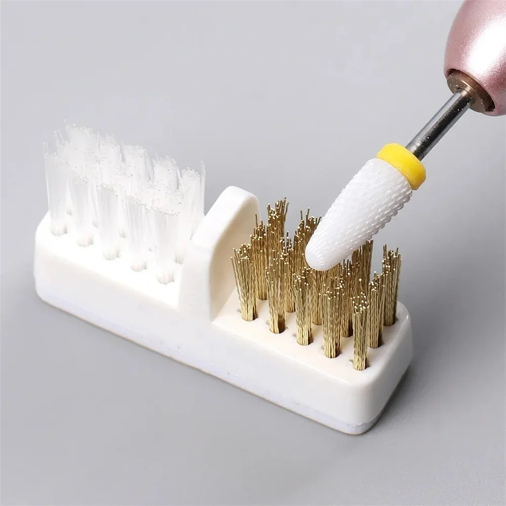 Nail Drill Bit Cleaning Brush Soft Bristles Dust Removal Tool Multifunctional Nail Bit Cleaner Brush Nail Polishing Head Brush gallery 1