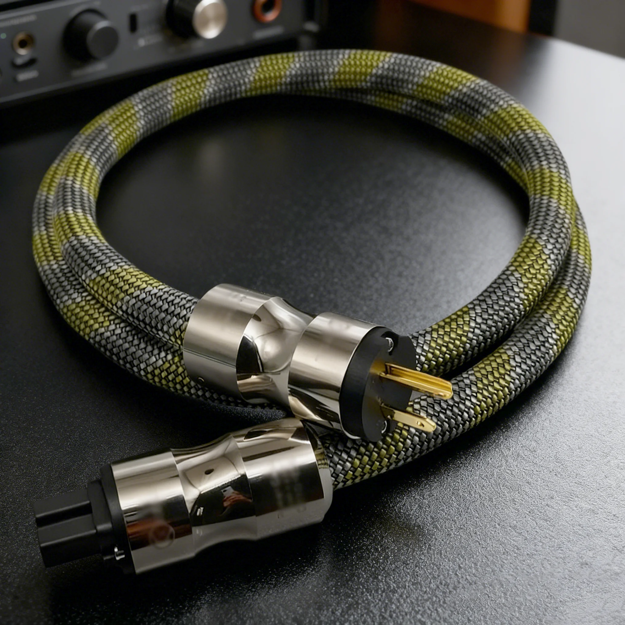 Power Cable US/UK/EU Plug OCC Silver Plated EMC Shield AC Power Cord Pure Copper AC Power Cord Hifi Power Wire for Amplifier P