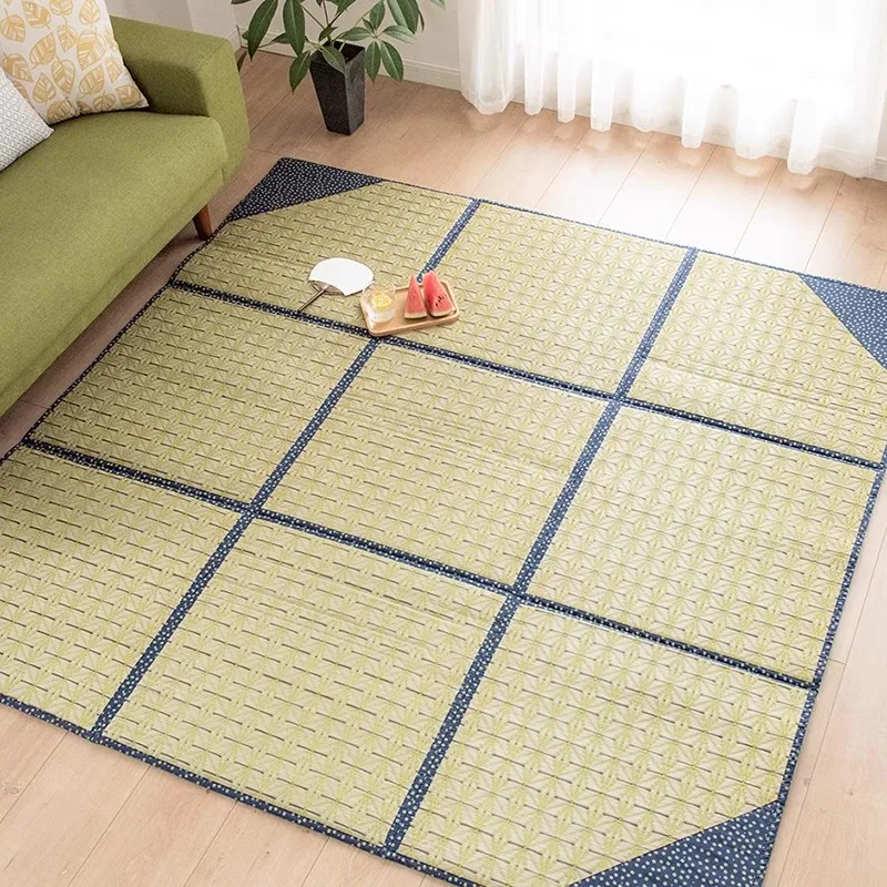 Damedai Foldable Floor Large Rug Carpet Rectangle Grass Rush Tatami Mat Summer Living Room Mattress Portable Oriental Carpet