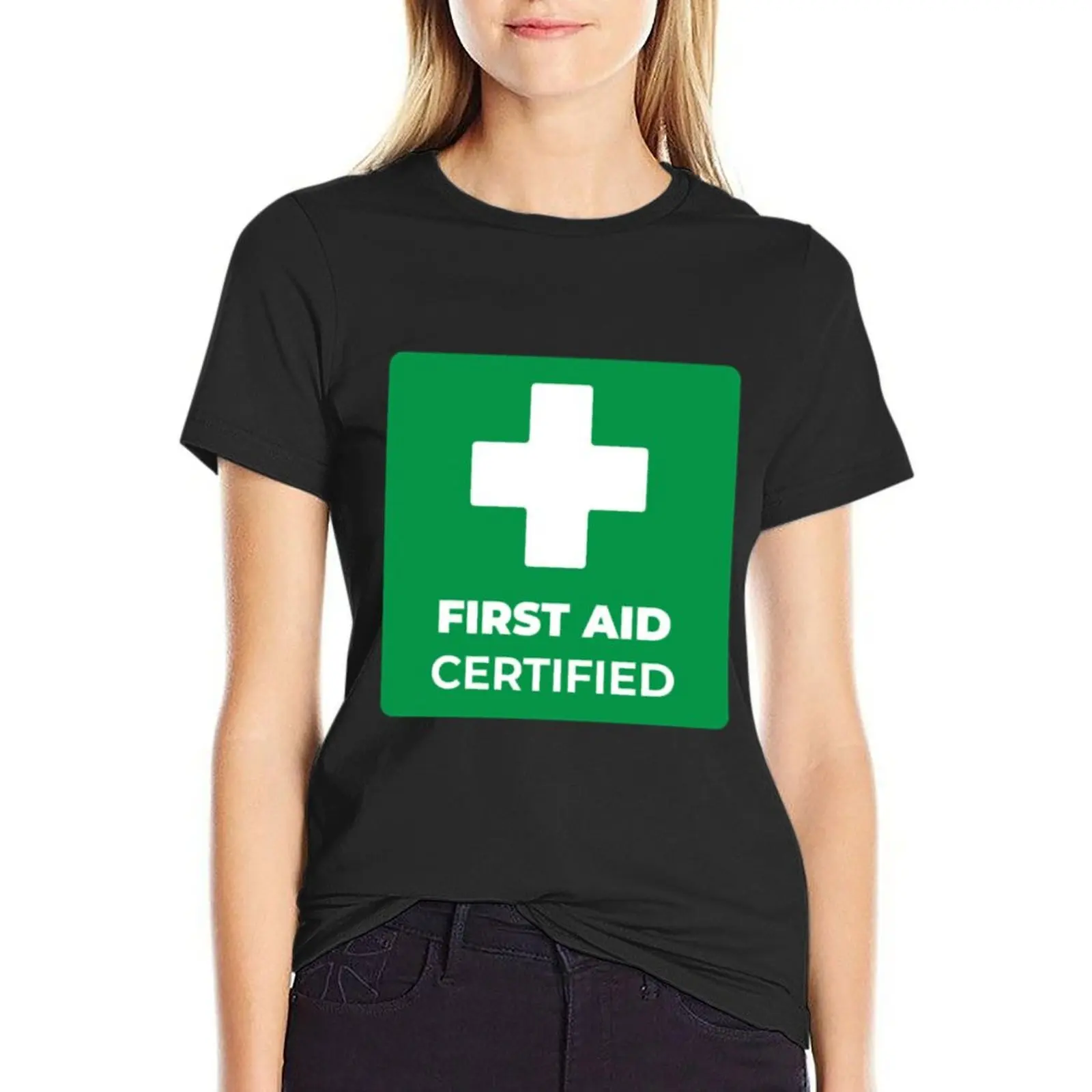 First aid certified T-Shirt summer clothes graphics workout shirts for Women loose fit