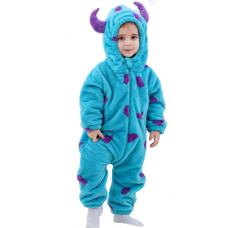 2024 New Arrival Baby Little Fleece Lion Onesie Rompers  Infant Blue Monster Halloween Costume