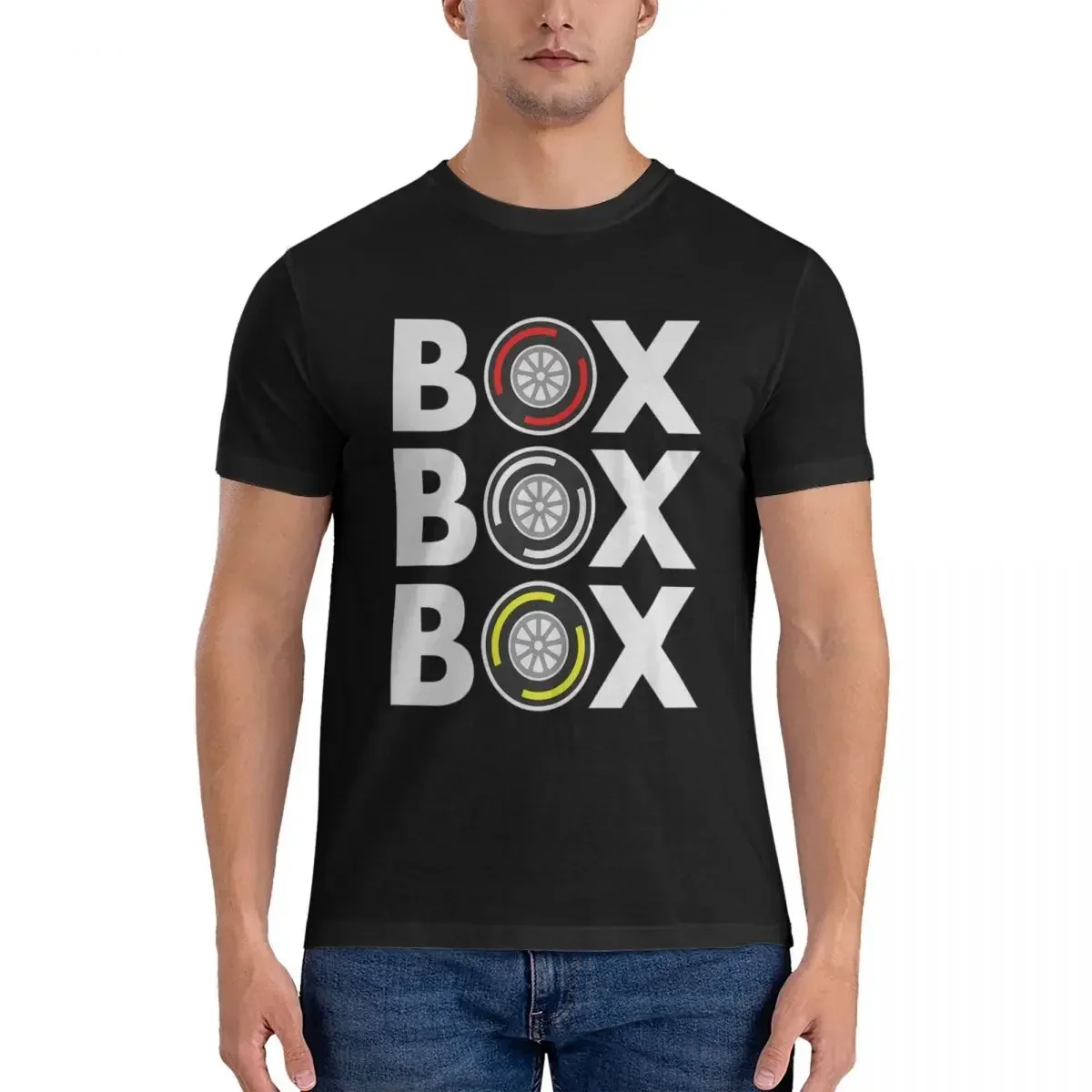 Box Box Box F1 Tyre Compound White Text Design 100% Cotton T-shirt Men's Classic T Shirts Men crew Neck Short Sleeve S-6XL