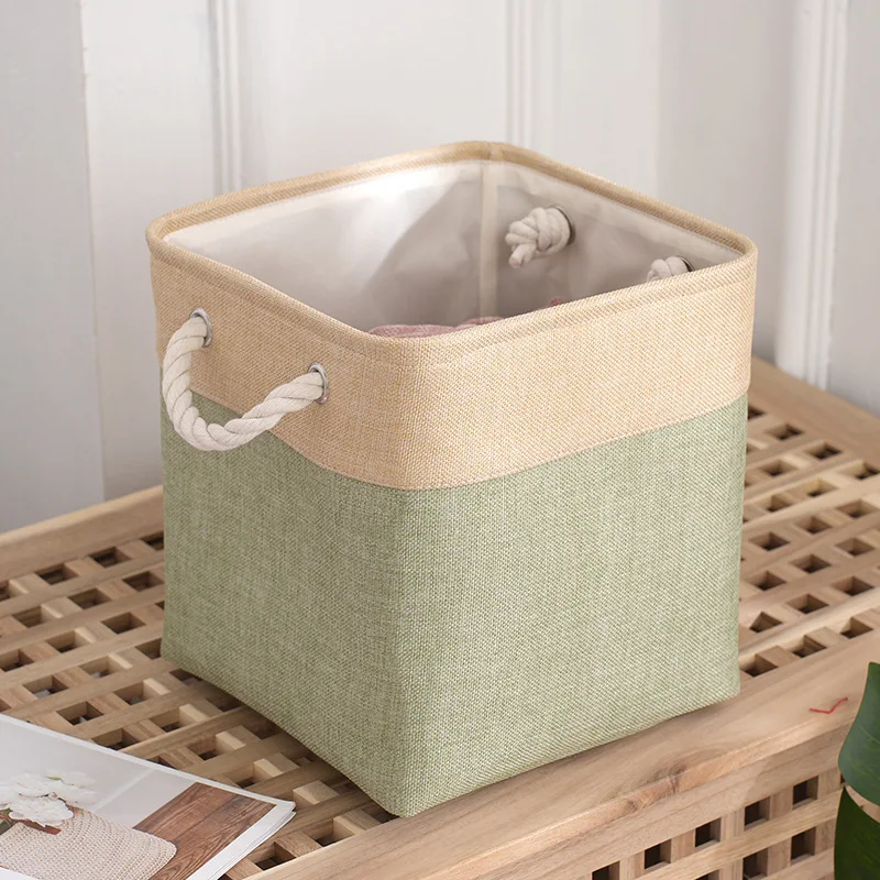 Dirty Clothes Basket 2024 New Linen Fabric Storage Basket Large-capacity Household Square Finishing Storage Basket Laundry Bag