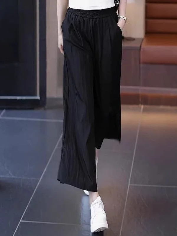 

2026 High Waist Wide Leg Pants Women's Summer Loose Drape Quick Dry Skirt Pants Trendy Korean Style Commute Pure Color Casual...