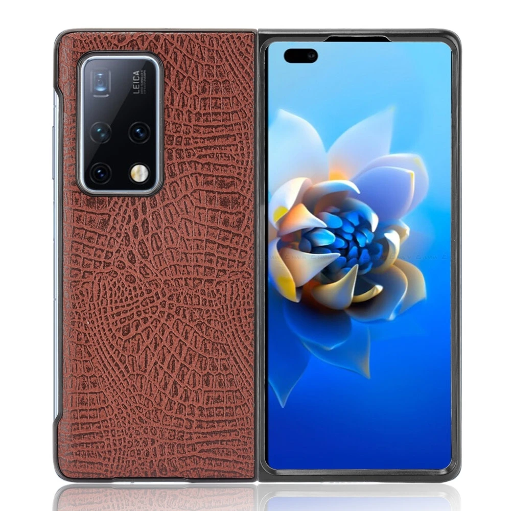 Retro Crocodile Snake Pattern Hard Back Cover For HuaWei Mate X X2 Xs 2 P50 Pocket Honor Magic V Protective Leather Phone Case