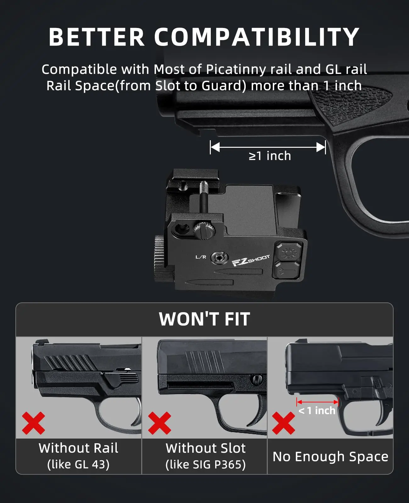 EZshoot-linterna táctica de 700 lúmenes, luz láser roja y verde, recargable para pistola, Compatible con Glock y riel Picatinny