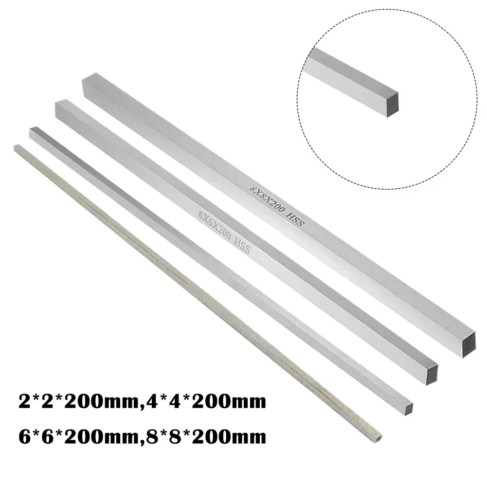 7.87\'\'White Steel Bar CNC Lathe Tools HSS Square Steel Bar 200mm For Milling Drilling Punching Turning Iron Copper Aluminum Tool
