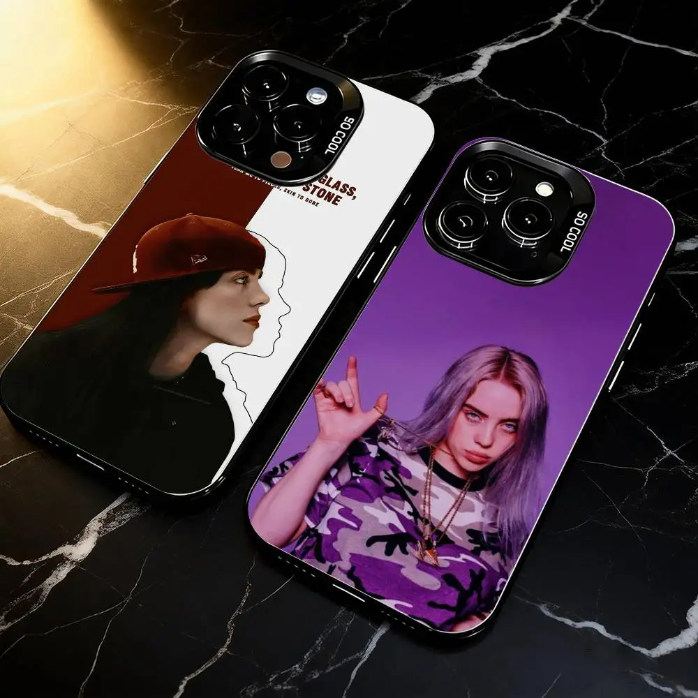 

Singer B-Billie E-Eilish-BE-ES Phone Case For iPhone 17,16,15,14,13,12,11 Plus,Pro Max,XS,Colorful Silver Black Cover
