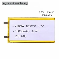 1260110 3.7V 10000mAh  polymer lithium battery/lithium ion battery for Power Bank,GPS,100% real capacity
