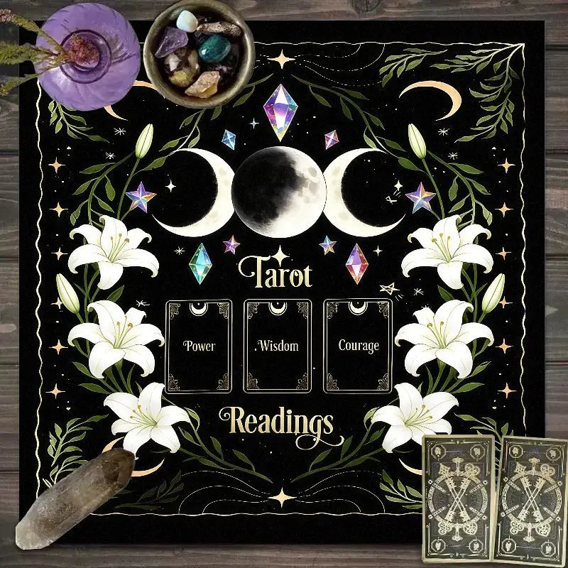 VIKAMA black sun eclipse new moon dark moon witchcraft altar cloth divination board mat handmade style printed edge hem finished