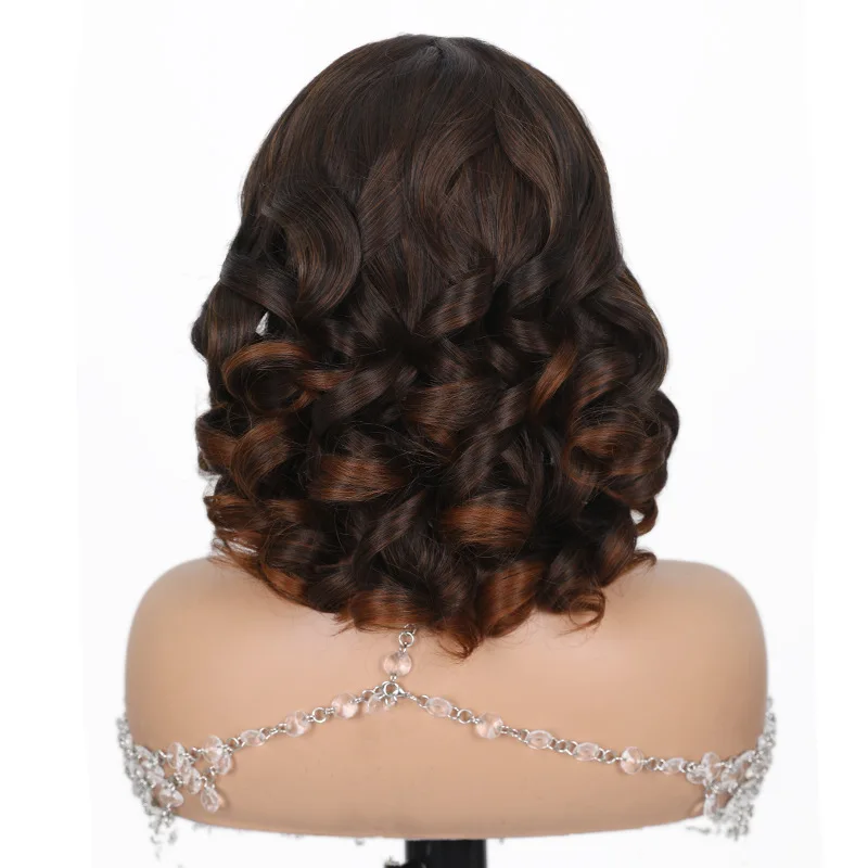 SQRDGQ Synthetic Hair Woman Wigs Headband Wig Ombre Color Brown Black Wig With Headband High Quality Losse Wave Wigs for Woman