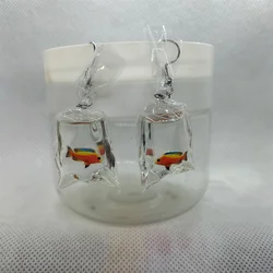 Yungqi Cartoon Kawaii Resin Ocean Animal Fish Imitation Water Bag Shape Earrings Funny Water Pouch Drop Earring Jewelry Brincos