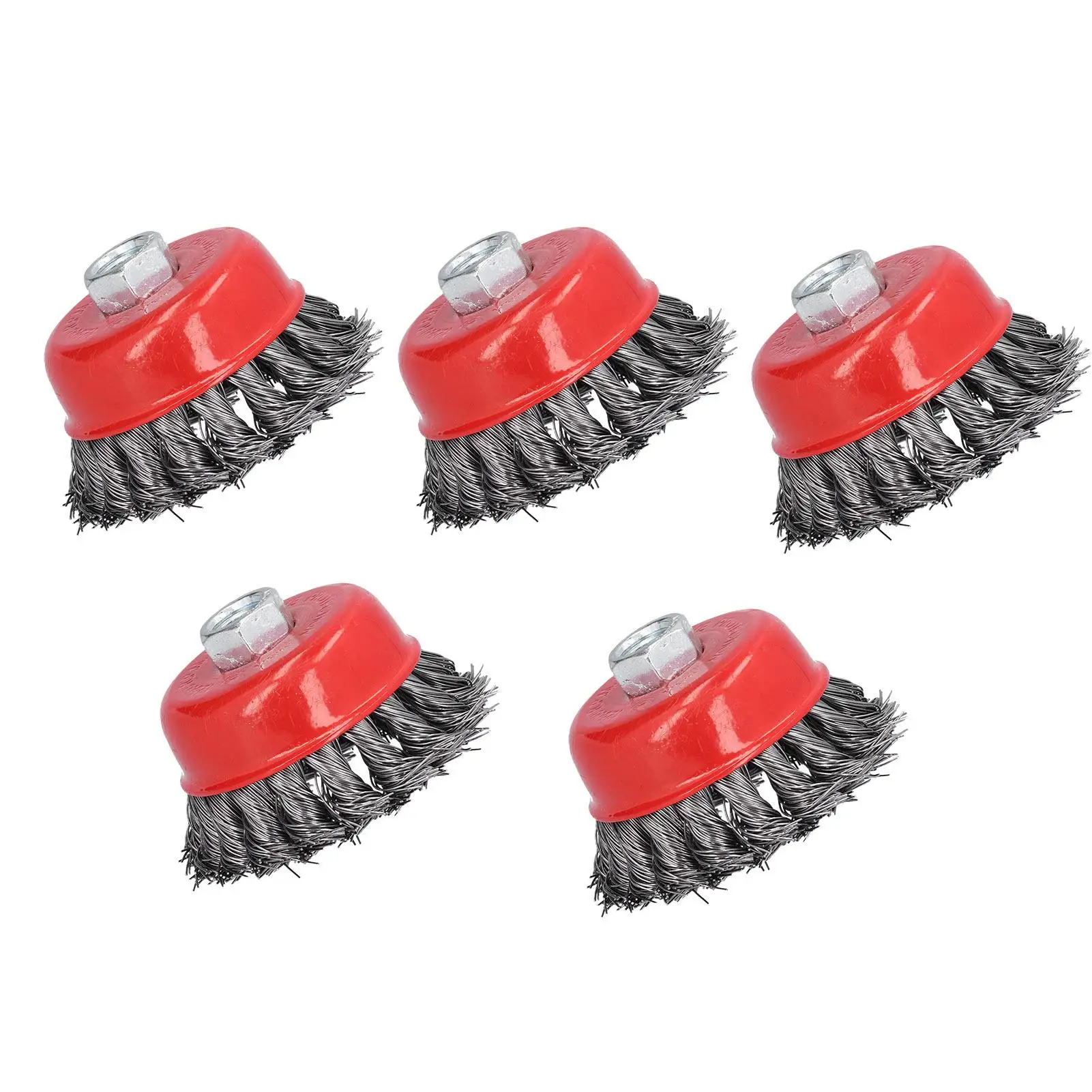 5Pcs Twisted Knot Wire Brush Cup for grinders – Rust Cleaning, Burring, M14 Screw Thread Accessories