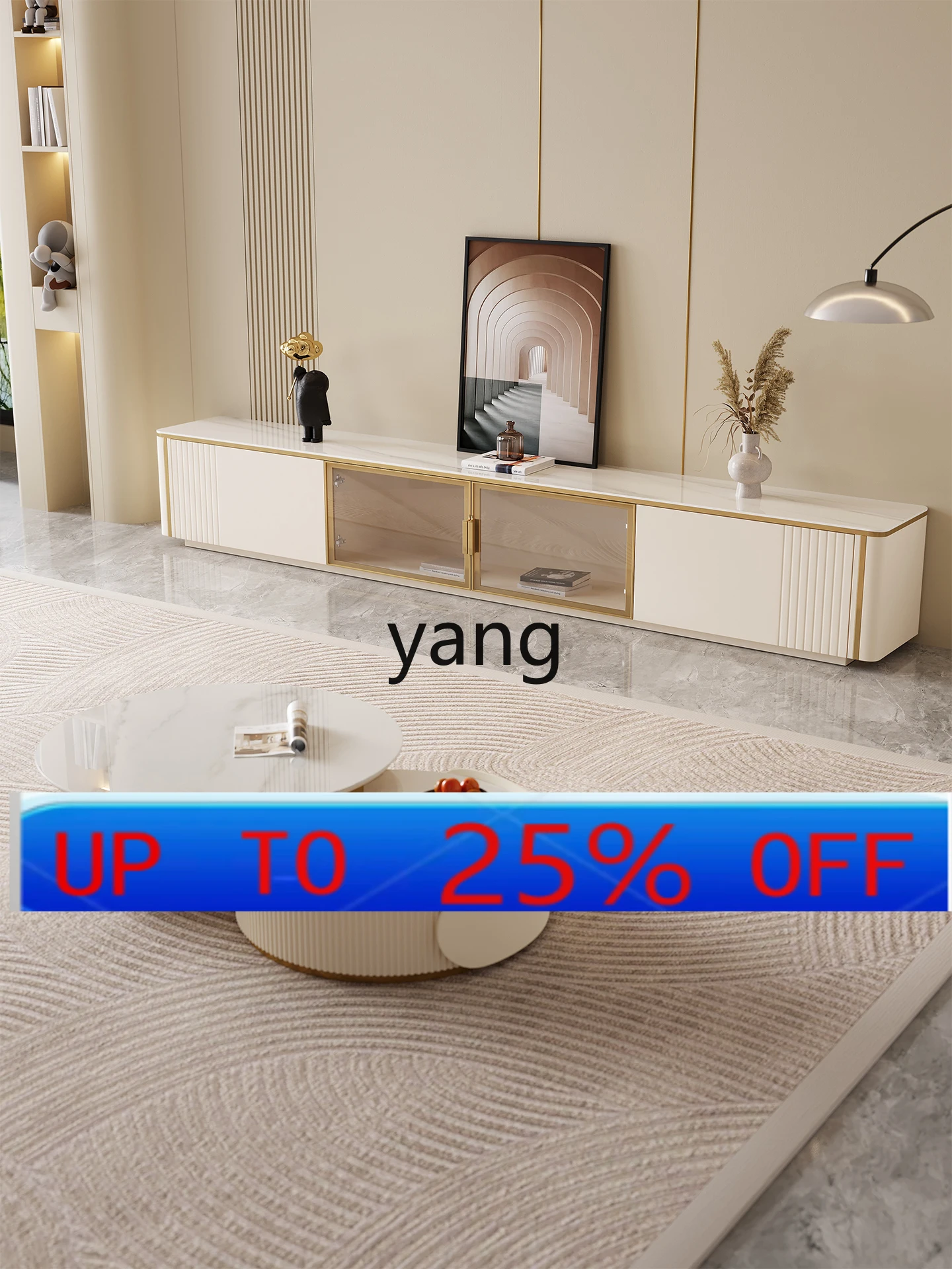 

LMM rock slab French cream wind round coffee table living room household simple size round combination