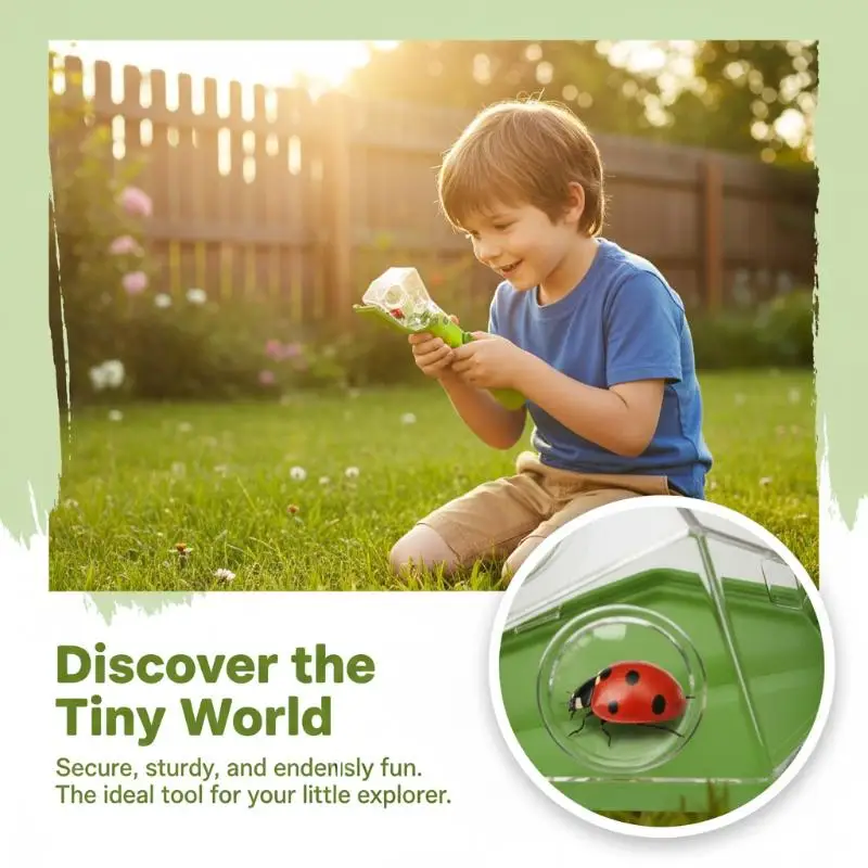 Insect Viewer Magnifier for Kids Outdoor Educational Bug Catcher Box with 2X Magnifying Lid and Handle for Nature Exploration