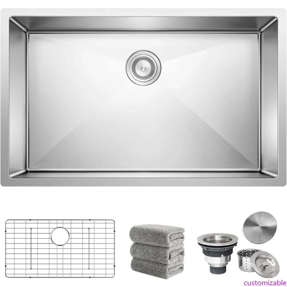 

Кухонная мойка 30x18 дюймов, встраиваемая, из нержавеющей стали 16 калибра, с одной чашей, комплект (5 предметов: мойка, донный фильтр)