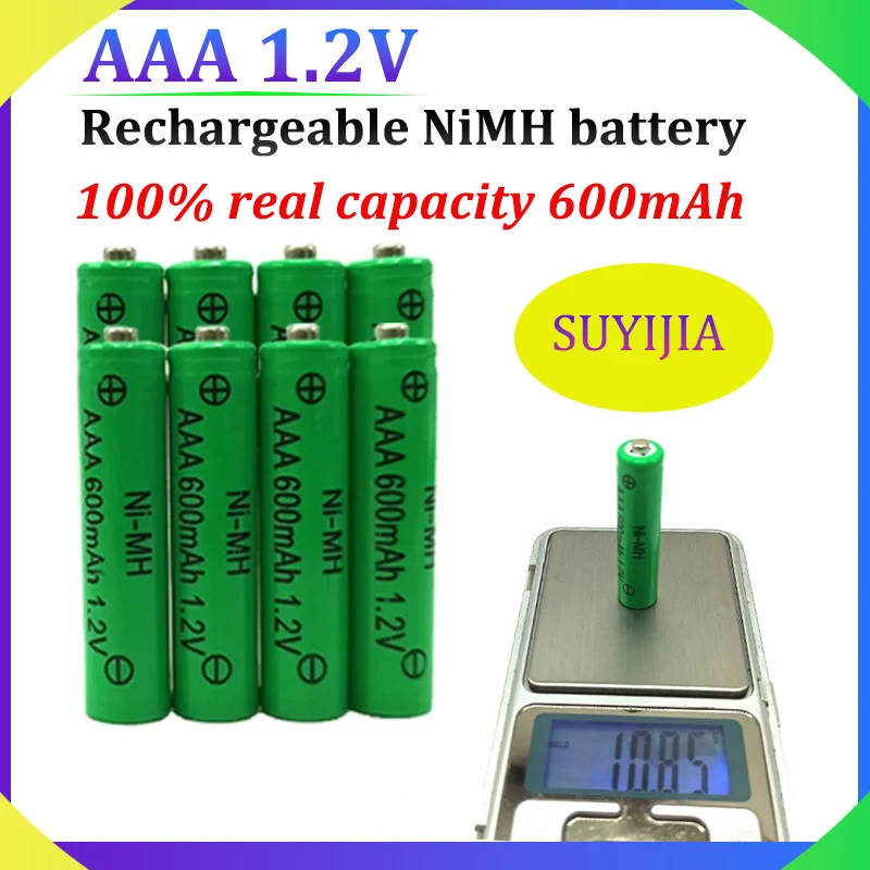 

SUYIJIA New AAA 1.2V Rechargeable NiMH Battery Actual Capacity 600mAh Suitable for Electric Toys Flashlight Remote Control Razor