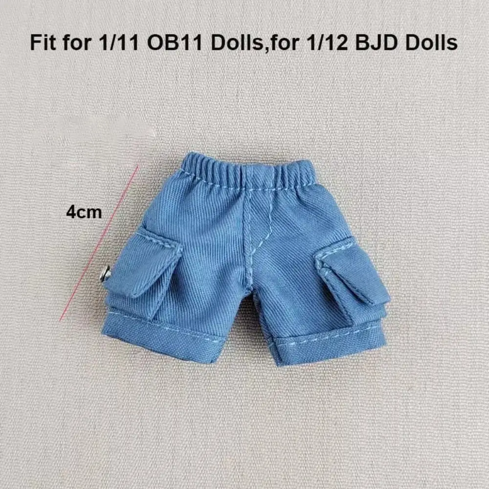 موضة السراويل الملابس 10 ألوان اليدوية شورت جينز وتتسابق لباس غير رسمي جيب السراويل ل 1/11 OB11/لدمى 1/12 BJD