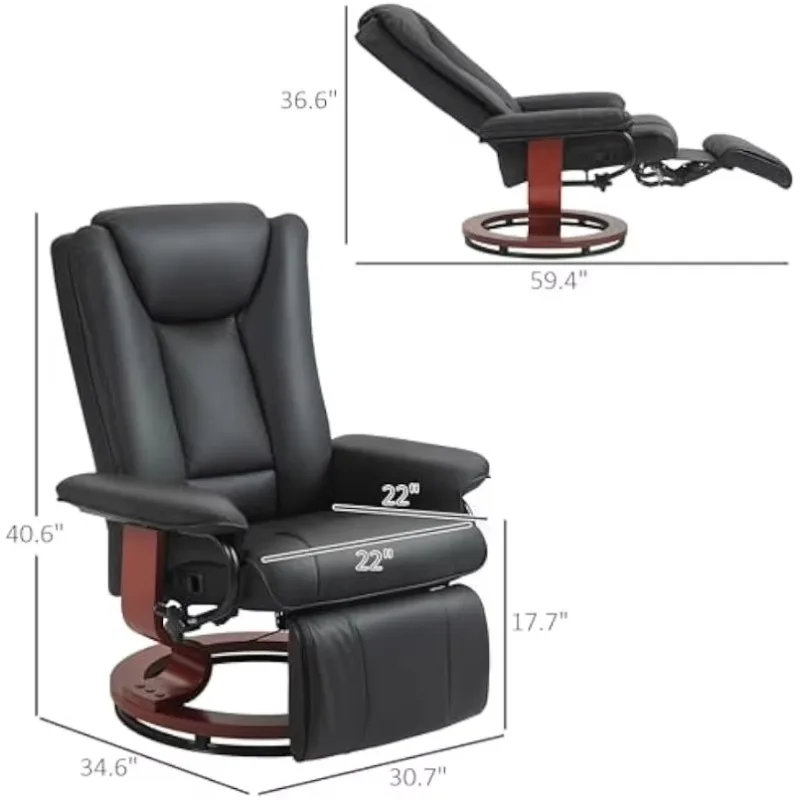 Recliner Chair, recline up to any angle using the side knobs, while the built-in footrest is adjustable via the side pull