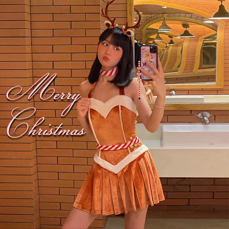 Disfraz de Cosplay de Navidad, Reno Sexy Rudolph, actuación de fiesta de Navidad, sesión de fotos, uniforme tentador, deseo puro seductor caliente