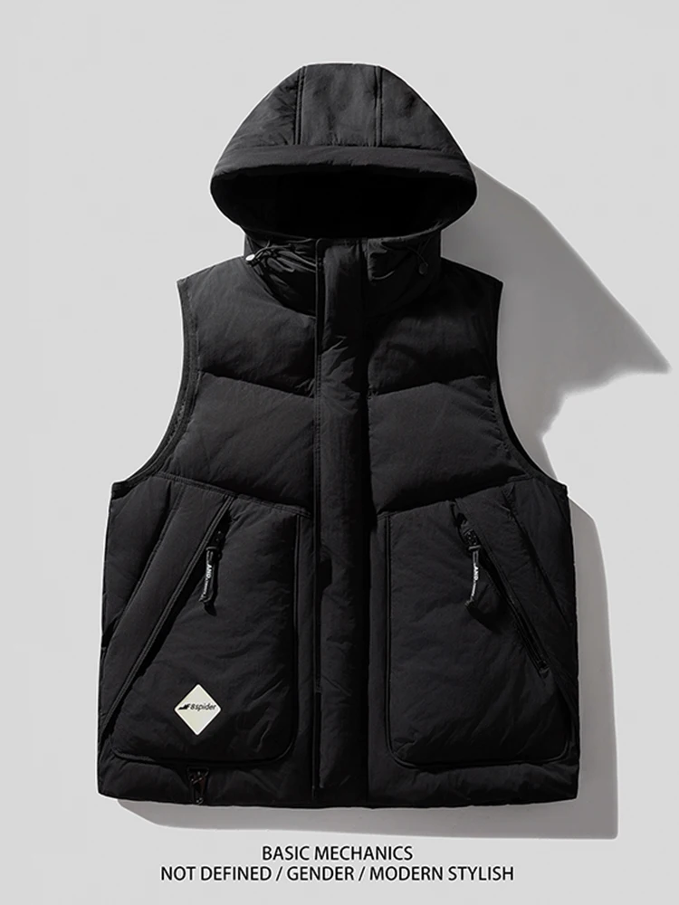 

Повседневный пуховый жилет на открытом воздухе Jaet ex White Du down, осень-зима, теплый жилет с капюшоном, верхняя одежда