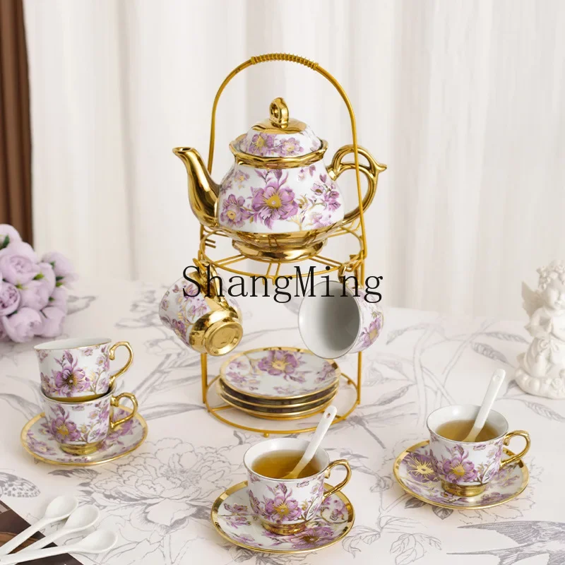 

CL retro light luxury kit tea set ceramic coffee cup flower tea afternoon tea set retro wedding gift