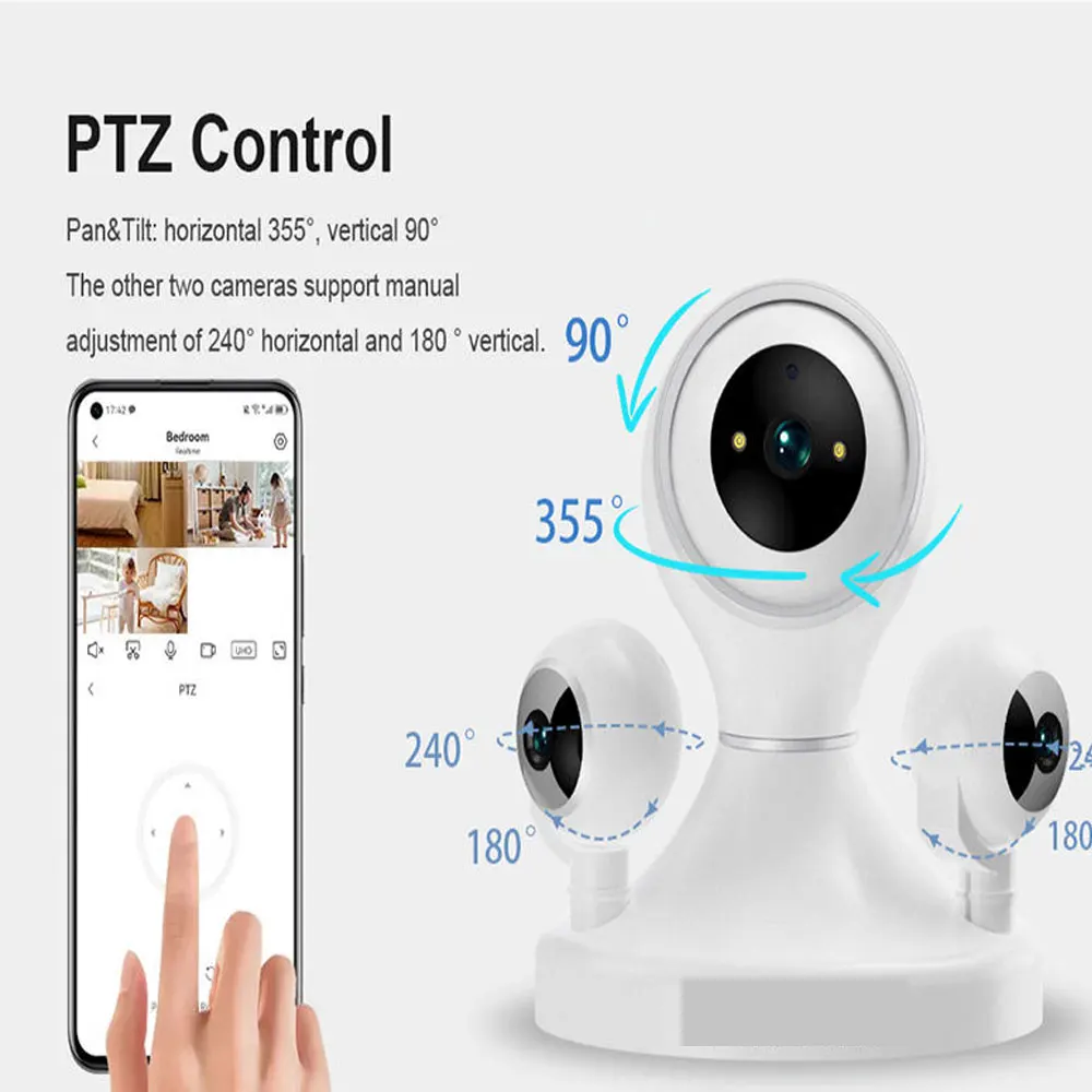 12MP 6K HD IP Camera Wifi Cctv Ptz Smart Color Night Vision AI Auto Tracking Camera Fisheye Lens Wireless Home Security Camera