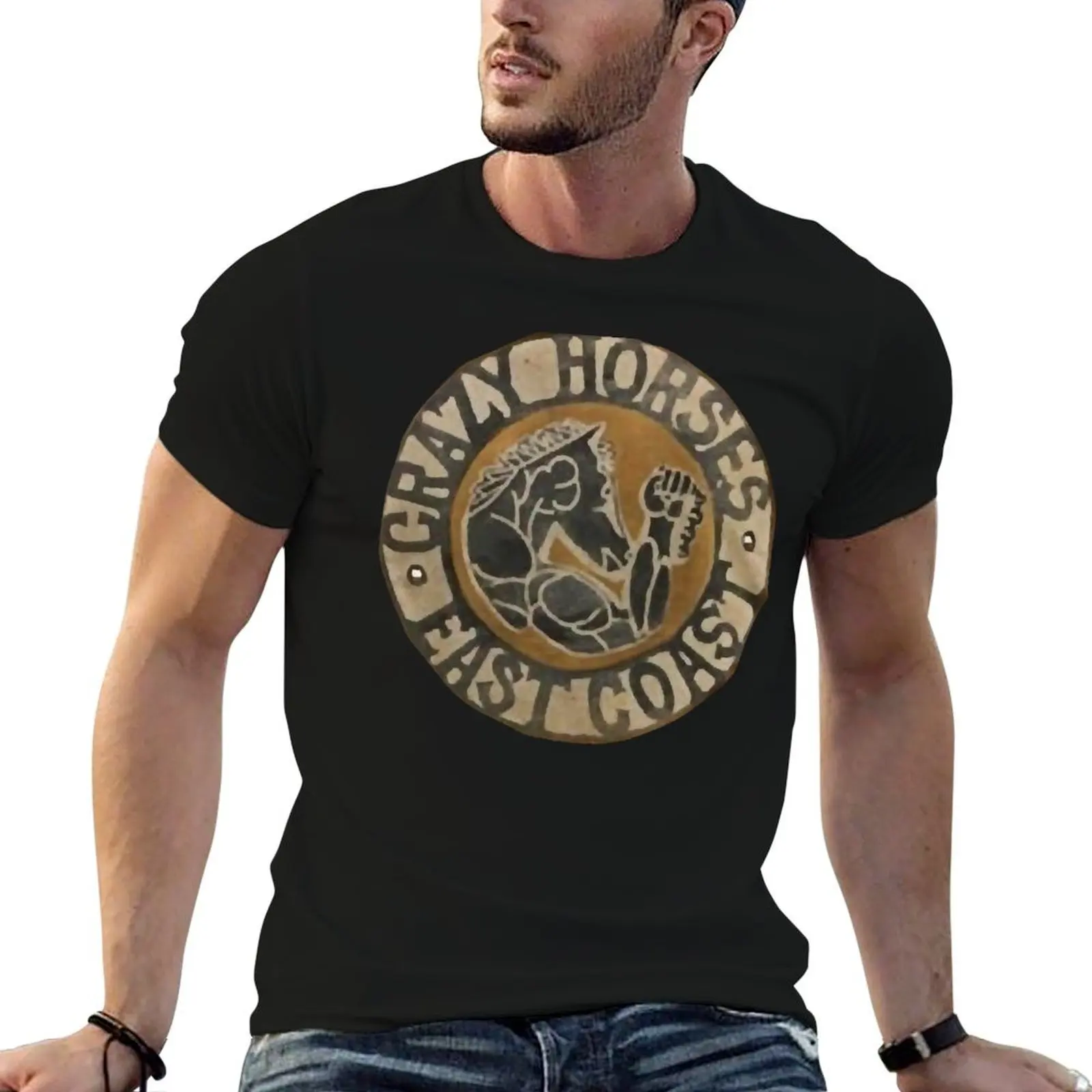 t cotton Horses shirt Crazy man shirt t Gang cotton heavy man T-Shirt