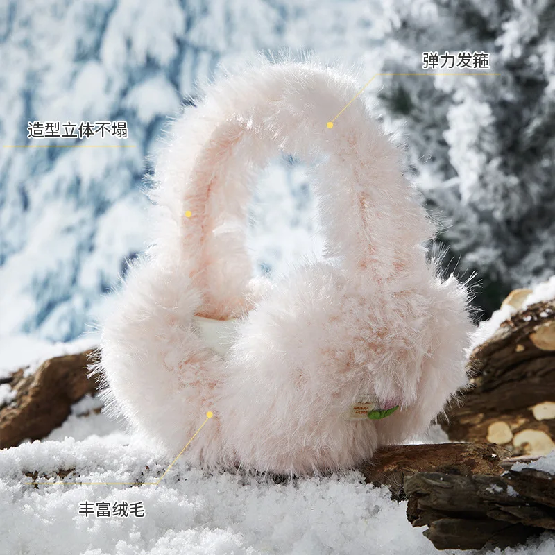 Cute bow plush earmuffs for women in autumn and winter furry and warm student cycling earmuffs ear protection earmuffs