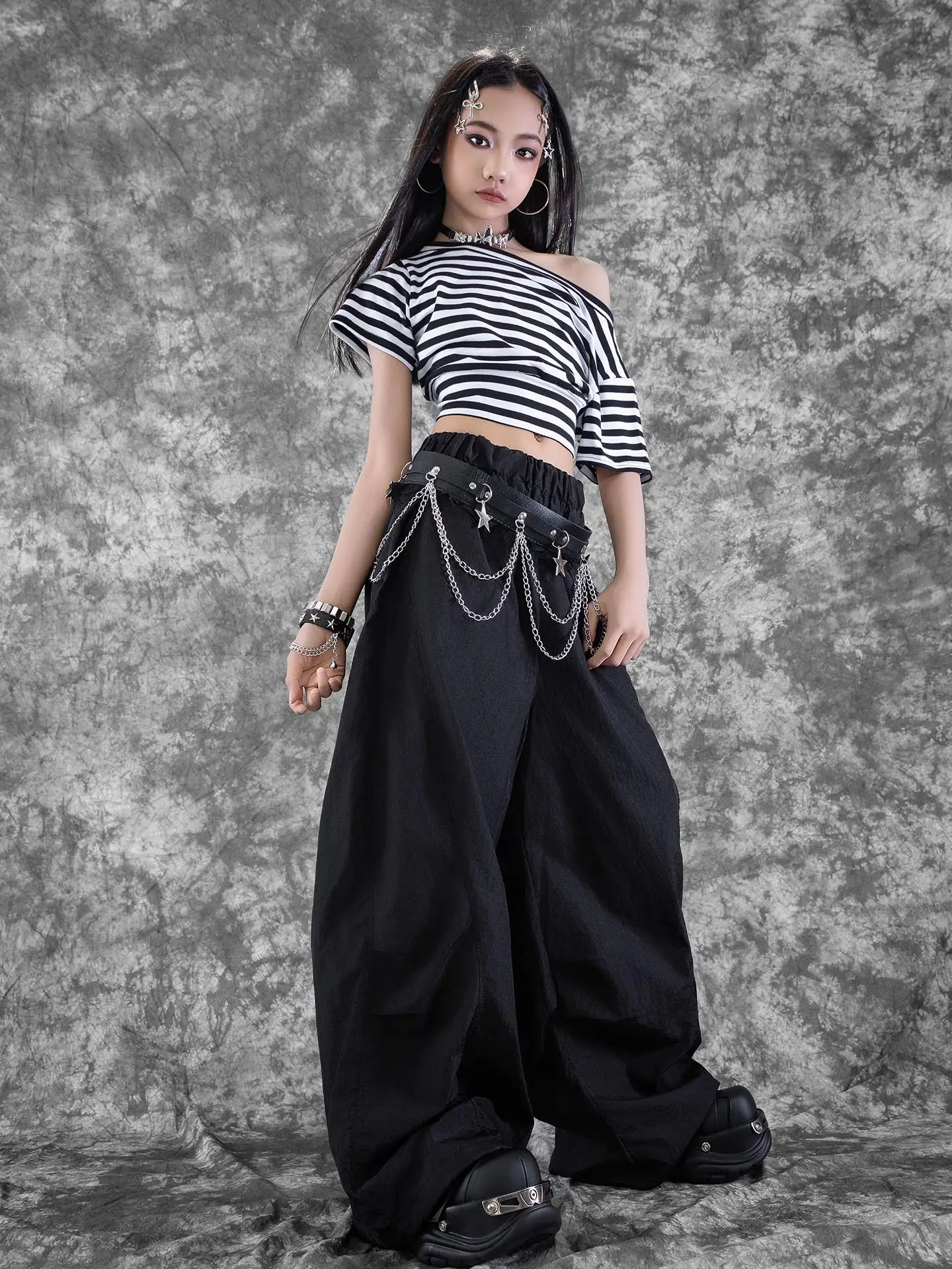Kids Street Wear Hip Hop Kleding Zomer Meisjes Jazzdans Kostuums Kinderen Ballroom Dans Kleding Prestaties Outfit DW10875