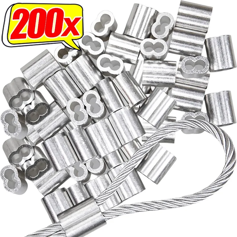 200-10PCS Doppel Loch Kabel Crimp Hülse 8-Form Aluminium Schnalle Klemmen Für M1,5-M4 Stahl Draht seil Feste Hardware Zubehör