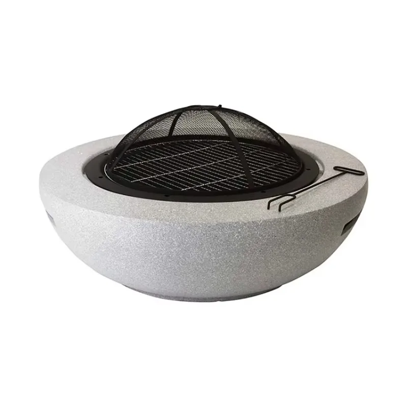 

Oversized Courtyard Fire Pit Table Set - Multifunctional Heavy Duty Steel for Tea Party BBQ Heating Home Villa Hotel Guesthouse