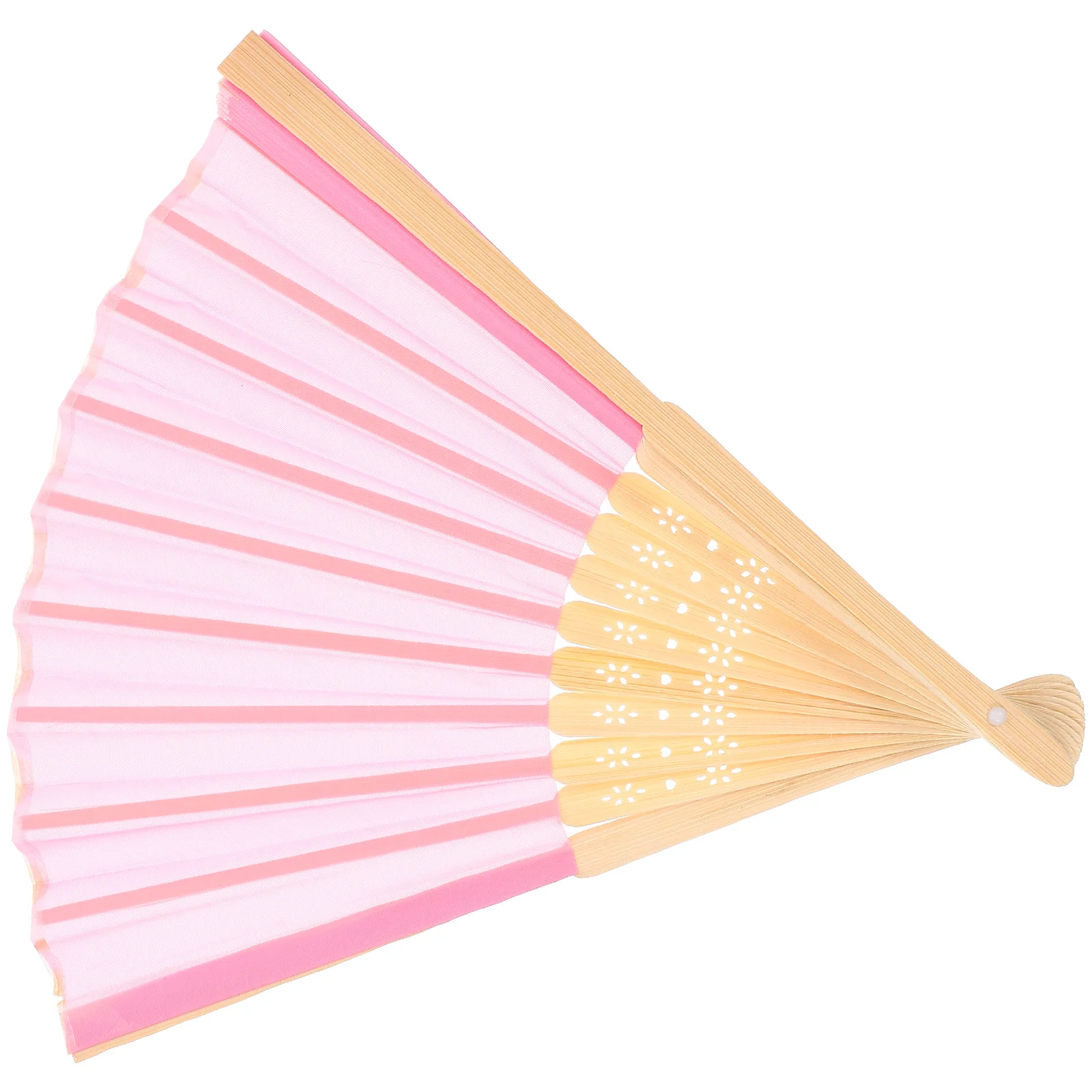 

7 Inch Beige Cloth Panel Folding Handheld Bamboo Fans for Wedding Dance Party Gifts Retro Chinese Style Small Portable
