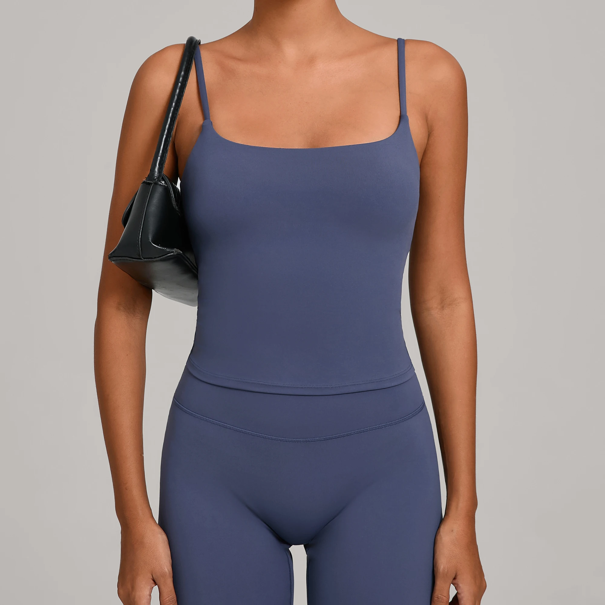 GYM Tank Top With Built In Bra women's Yoga clothing running Square Neck fitness vest beautiful back sports Workout image 6