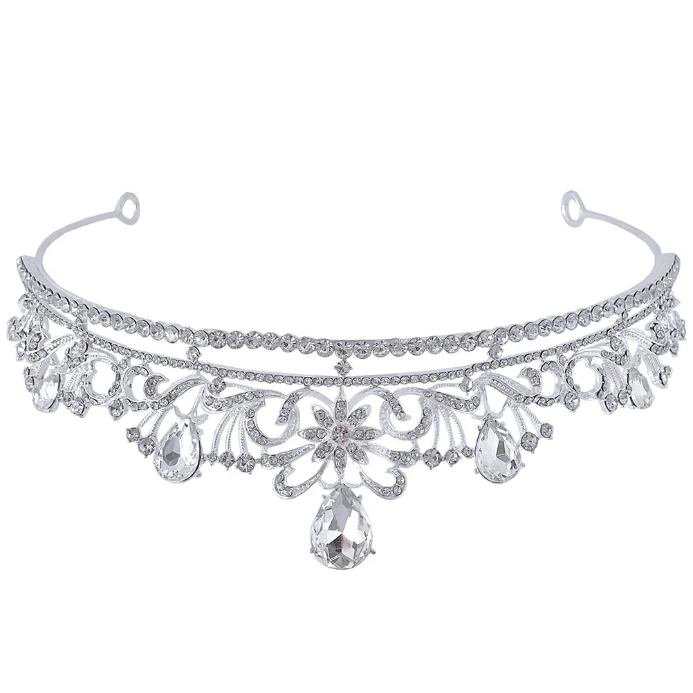 

Silver Rhinestone Crown Durable Wedding Tiara for Bride Women Bridal Headpiece Birthday Prom Party Accessories