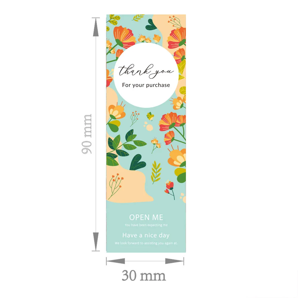 30〜60個の花,ありがとうございます,購入した長方形のシーリングラベル,小さなビジネスギフトの装飾ステッカー