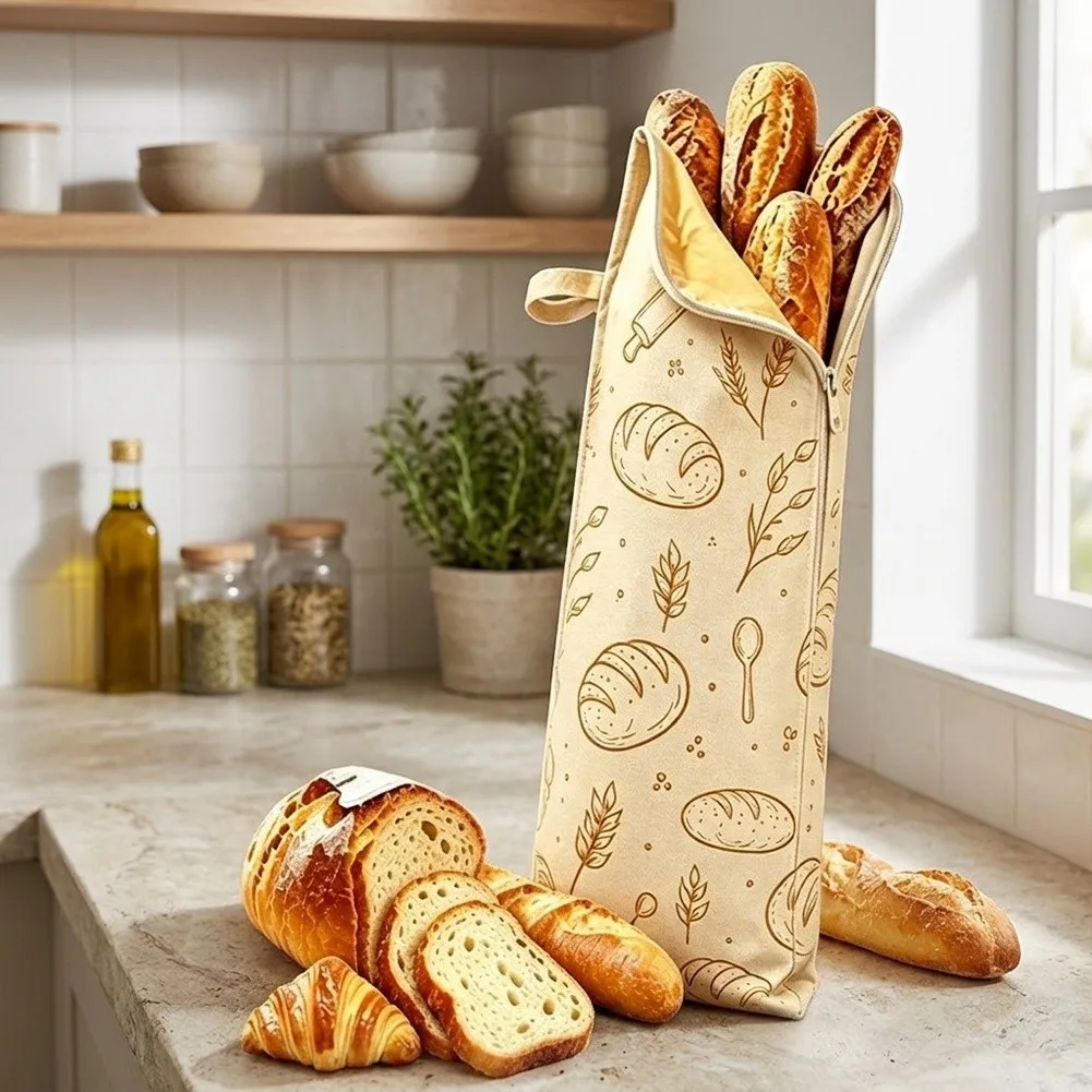 Reusable Cotton Bread Bags with Beeswax Coating for Sourdough Loaves Rolls Eco Friendly Storage for Home Bakers