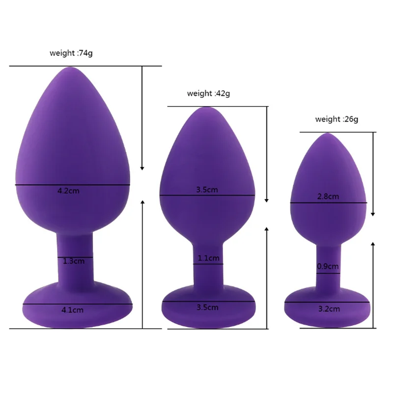 3 Size/set Metal Anal Plug Sex Toys Soft Silicone Butt Plug For Women/Men/Couples Adult Game Masturbator Anal S/M/L Diamond Sex