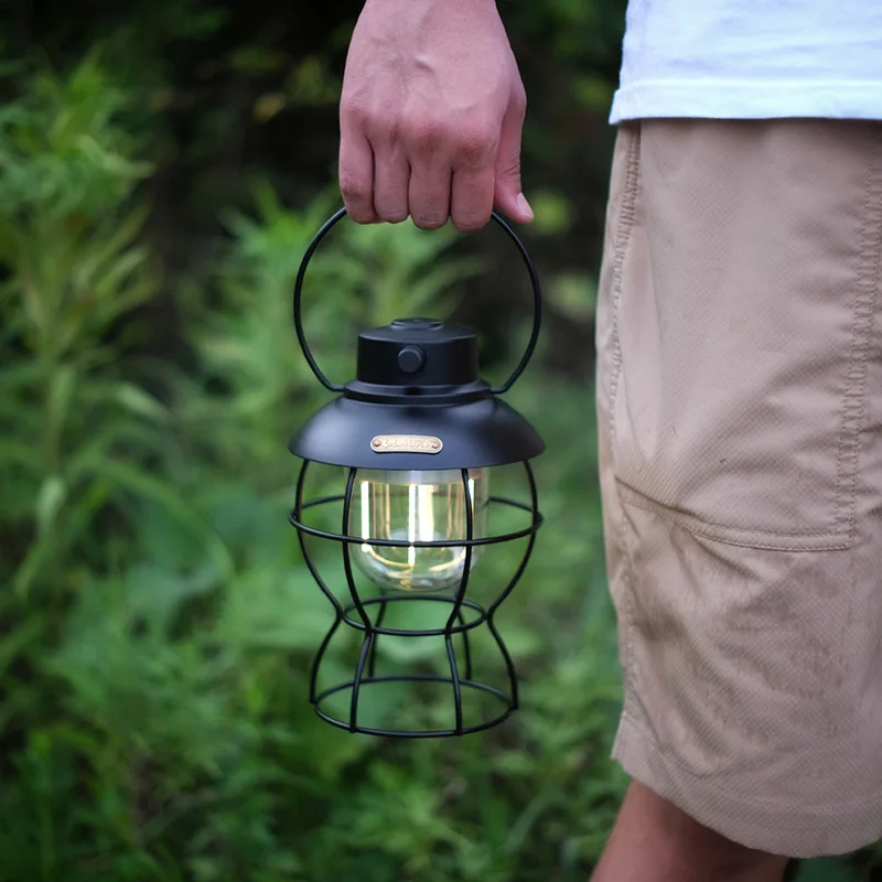 

Retro Portable Camping Lantern 7200mAh Outdoor Camp Lamp 3 Lighting Modes Dimmable Tent Light Flashlight Rechargeable With USB