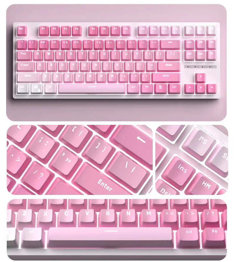 Valentine Pink Keycaps PBT Material OEM Profile Backlit NonBacklit for Cherry MX Switches on 61 87 104 108 Mechanical Keyboard