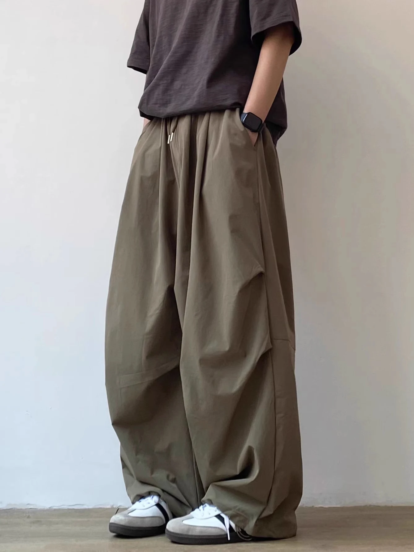 

Summer Japanese Retro Loose Wide Leg Pants Men Women Casual Straight Leg Pants Lazy Sle Long Trousers Straight Cut Pants