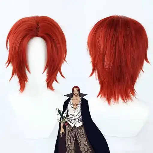 

Flim Red Shanks Cosplay Wig Movie Halloween Shanks Wigs Red Short Synthetic Hair Cosplay Wigs For Men's + Wig Cap