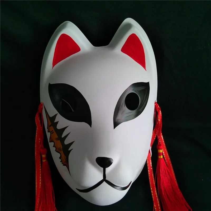 Japanese Anime Wolf Dog Hand-Painted Full Face Mask Cosplay PVC Masquerade Halloween Party Cartoon Character Prop FOX